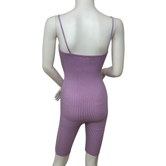 Daisy Women’s Ribbed Romper S Lavender Unitard Scoop Neck Spaghetti Straps Dance - Picture 3 of 11